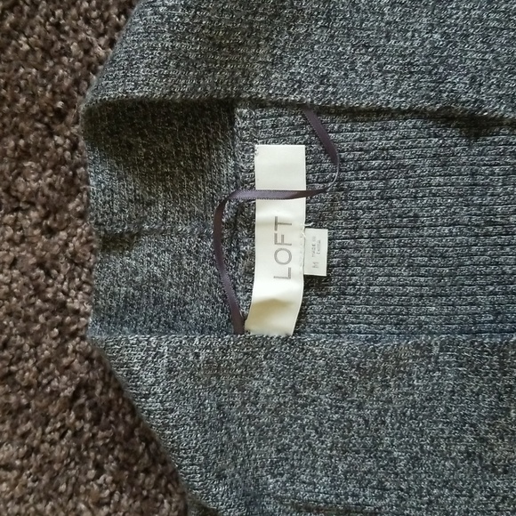 Ann Taylor Loft Gray Ribbed Long Cardigan M - Picture 2 of 4